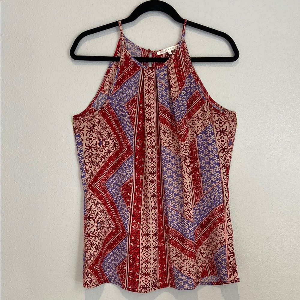 Violet + Claire Womens Halter Neck Tank Top Spaghetti Strap Sleeveless Shirt L